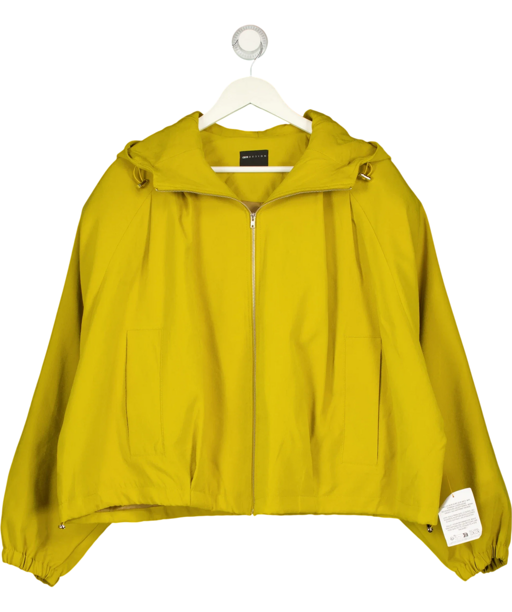 ASOS yellow cropped hooded modal-blend zip-through jacket, size UK S — front