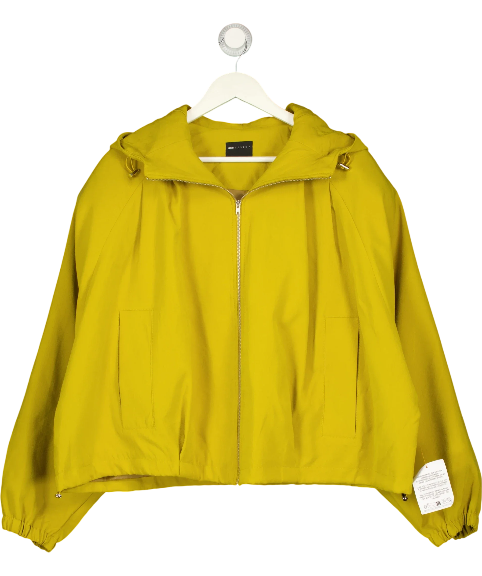 ASOS yellow cropped hooded modal-blend zip-through jacket, size UK S — front