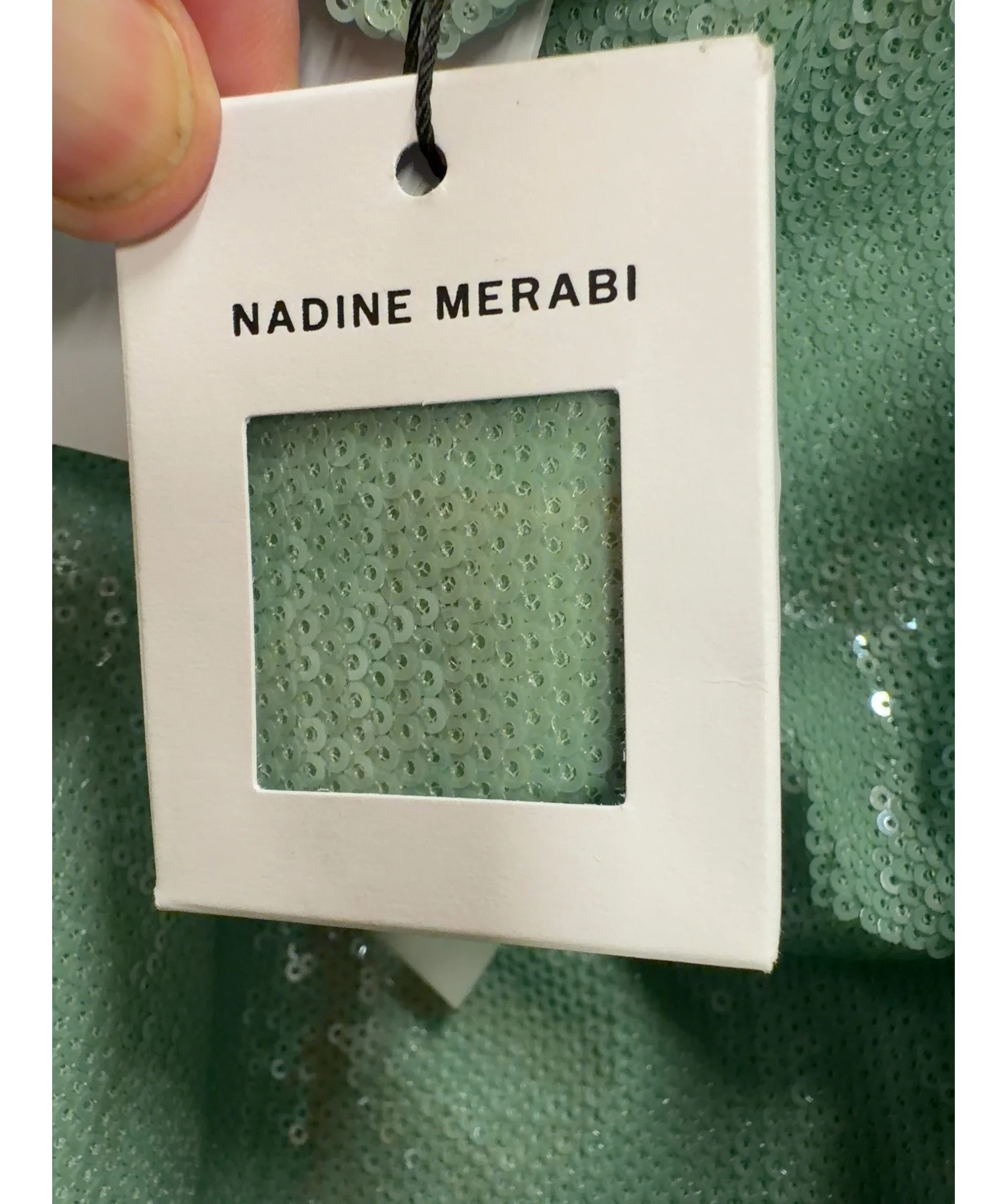 NADINE MERABI Green Layla Mint Dress, size UK 10 — detail