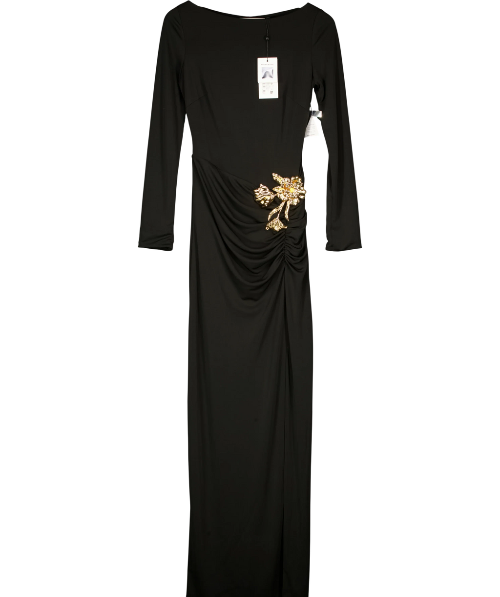 NADINE MERABI Black Romy Black Dress, size UK 8 — front