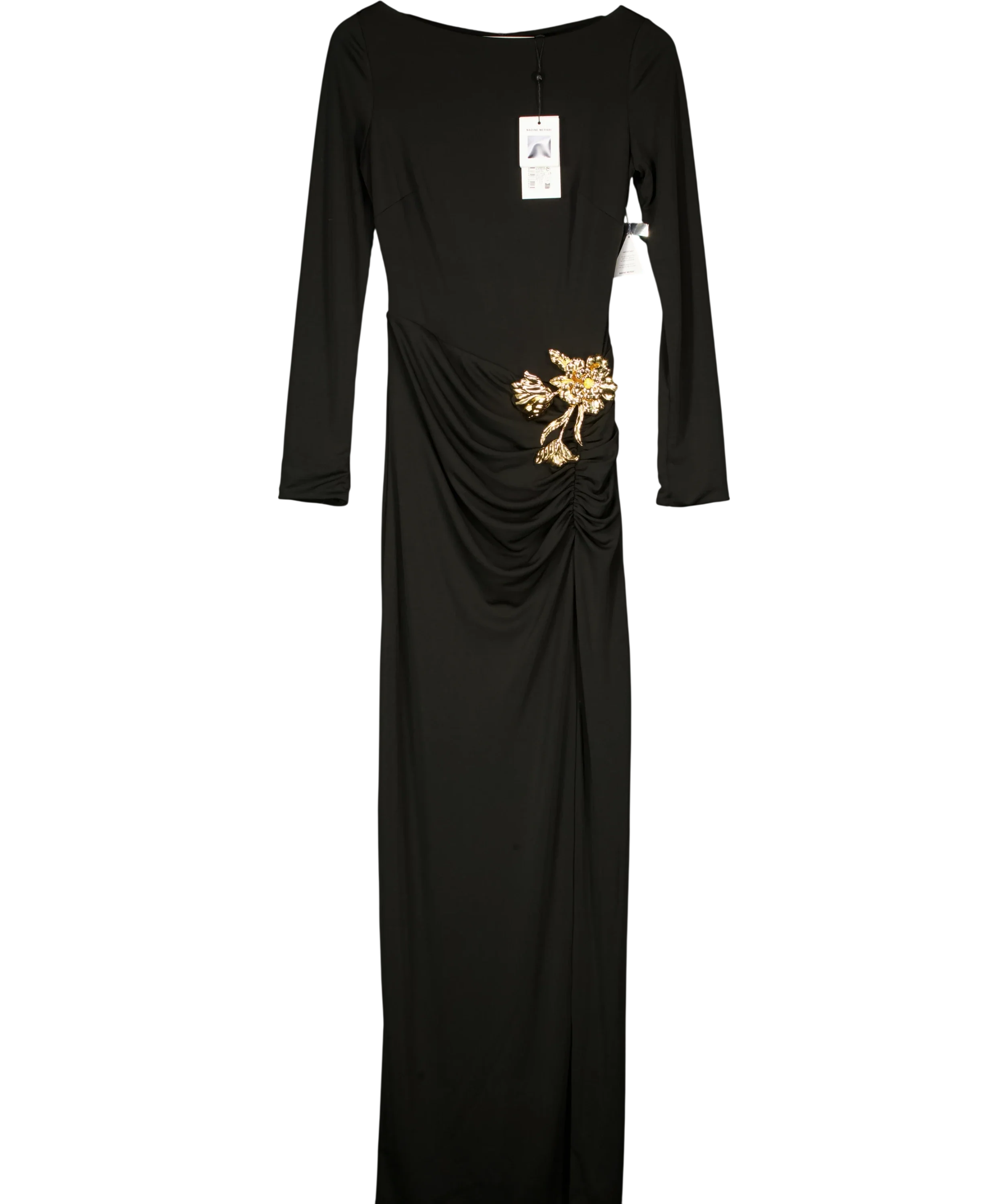 NADINE MERABI Black Romy Black Dress, size UK 8 — front