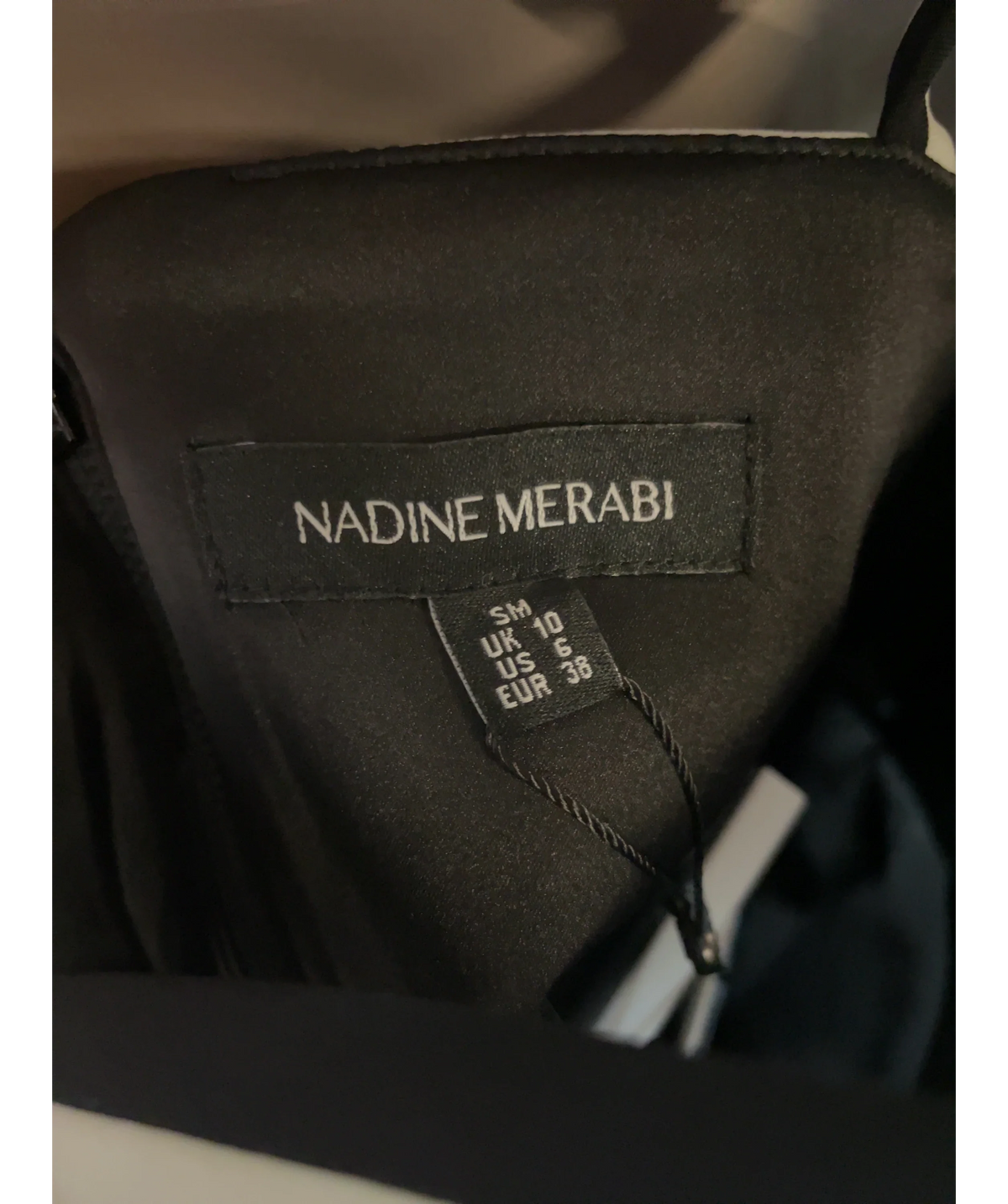 NADINE MERABI Black Anais Black Top, size UK 10 — detail