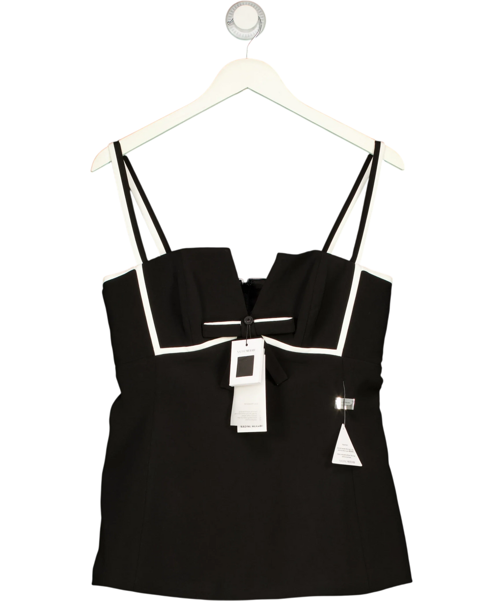 NADINE MERABI Black Anais Black Top, size UK 10 — front