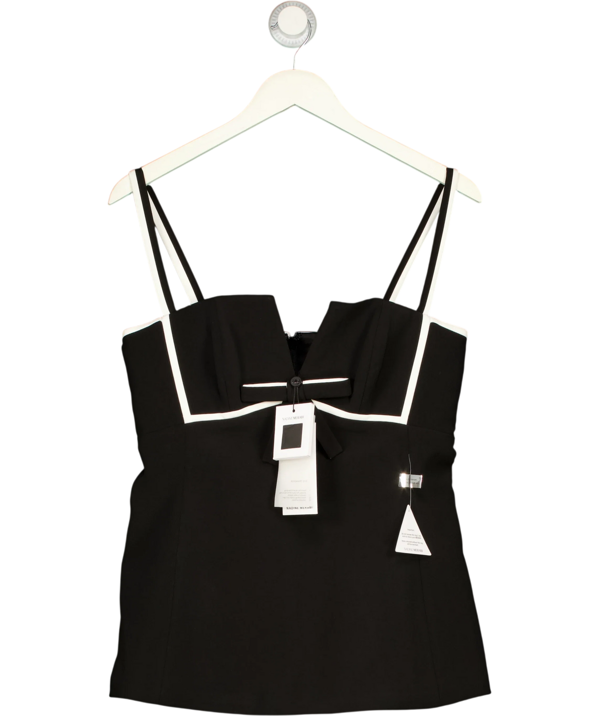 NADINE MERABI Black Anais Black Top, size UK 10 — front