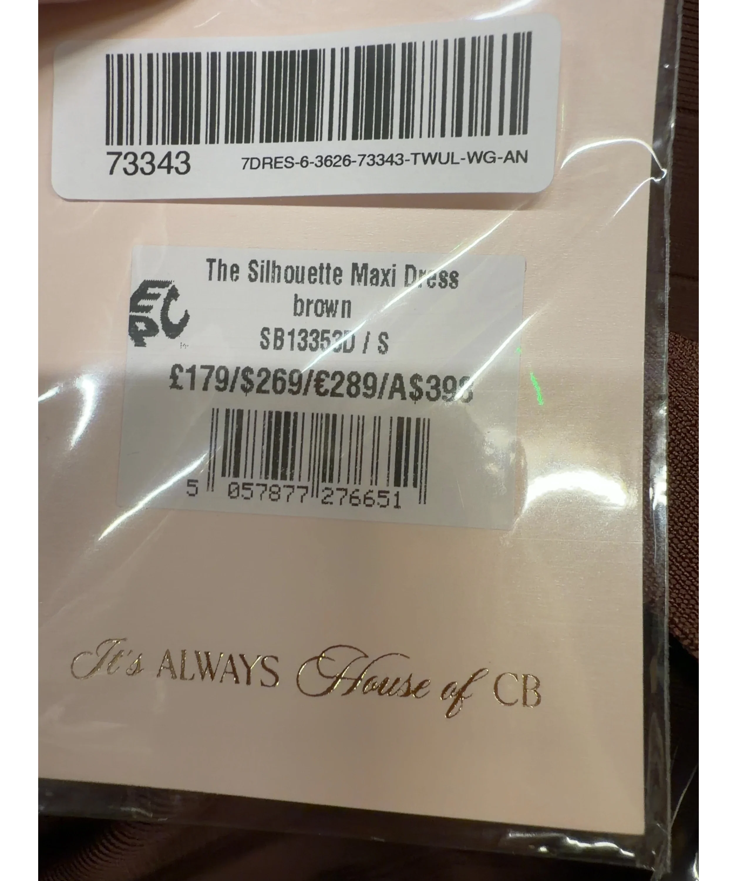 House of CB Brown Colour, size UK S — label