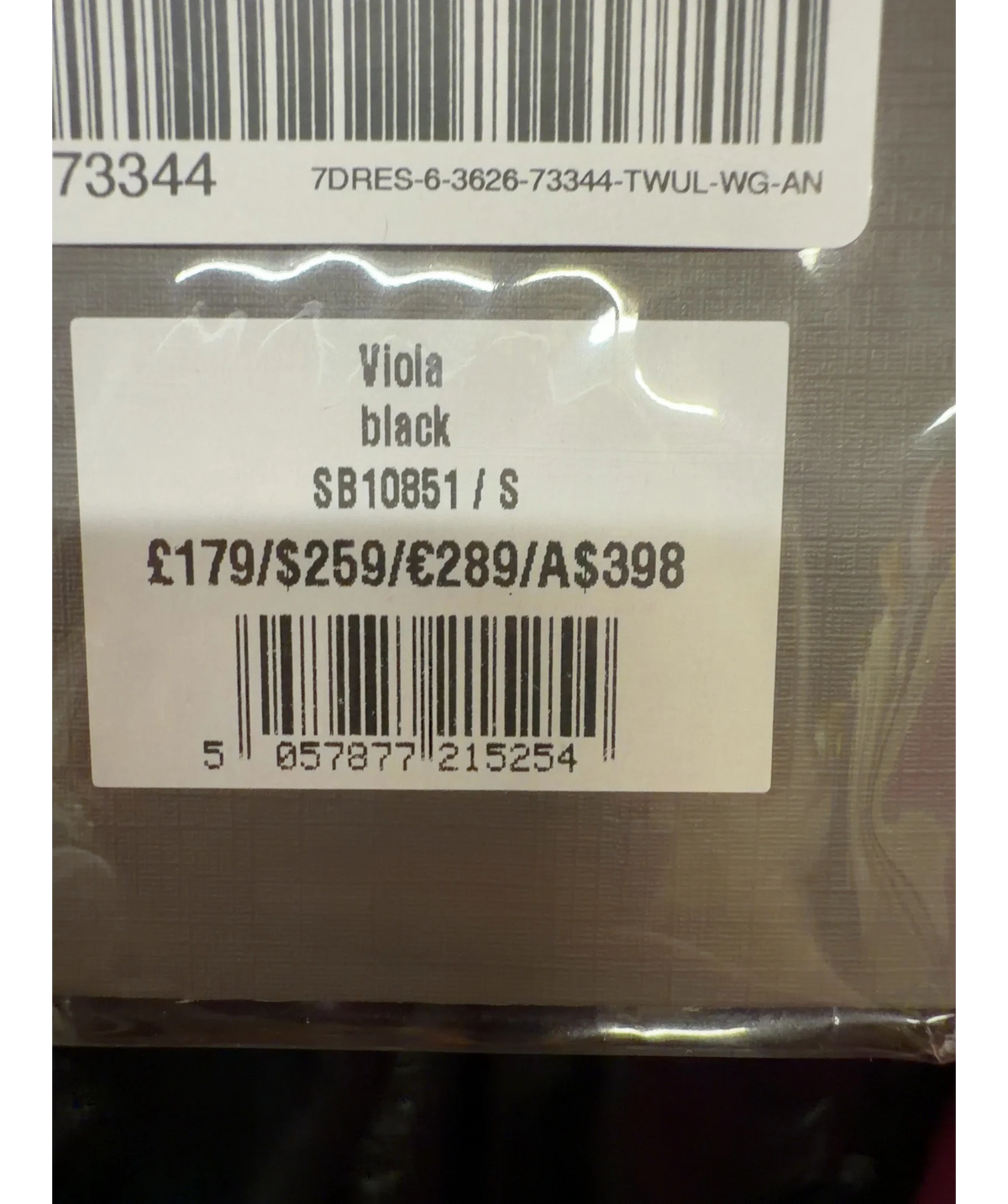House of CB Black Viola, size UK S — care label