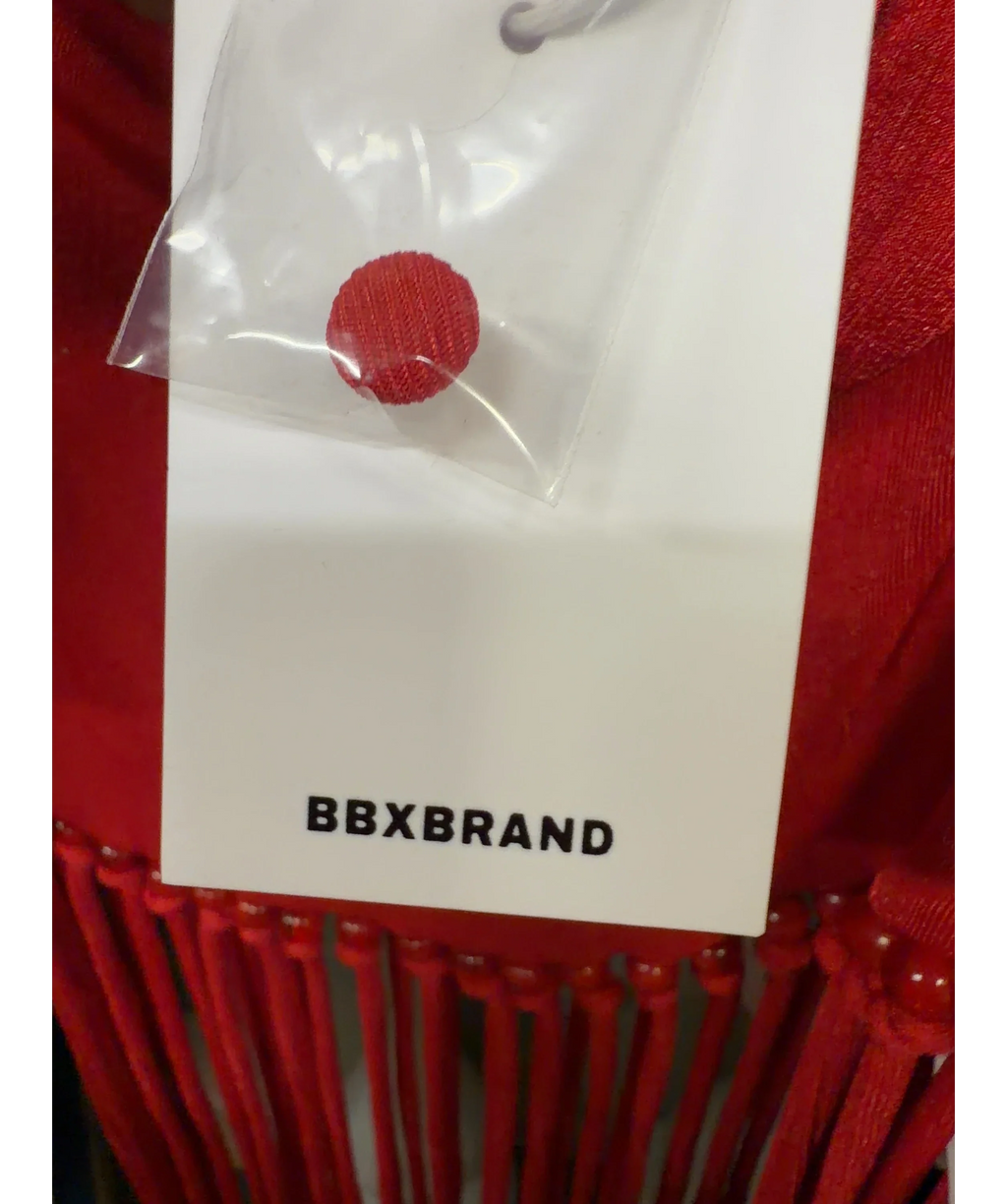 BBXBRAND Red Cut Out Tassel Dress, size UK 8 — detail