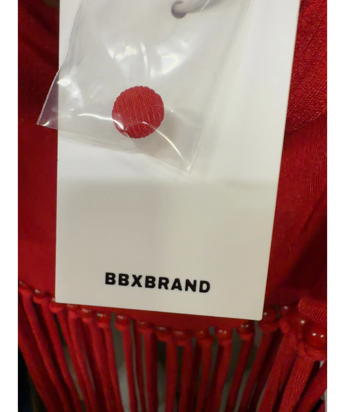 BBXBRAND Red Cut Out Tassel Dress, size UK 8 — detail