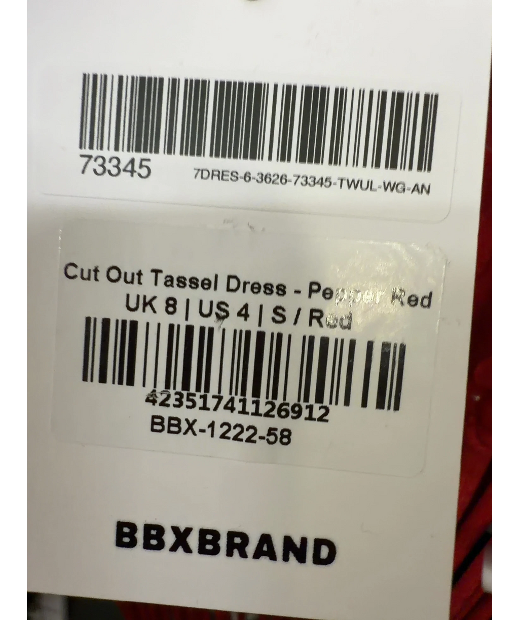 BBXBRAND Cut Out Tassel Dress Red UK 8 — Materials