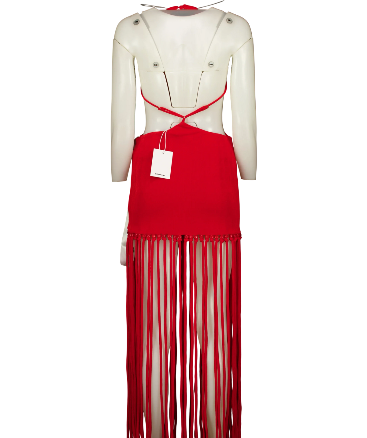 BBXBRAND Red Cut Out Tassel Dress, size UK 8 — back