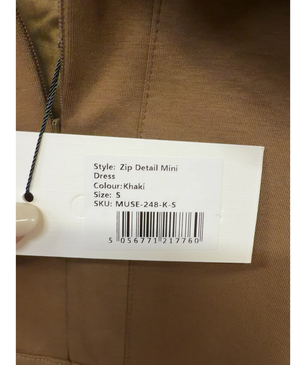 ODD MUSE Green Zip Detail Mini Dress, size UK S — label