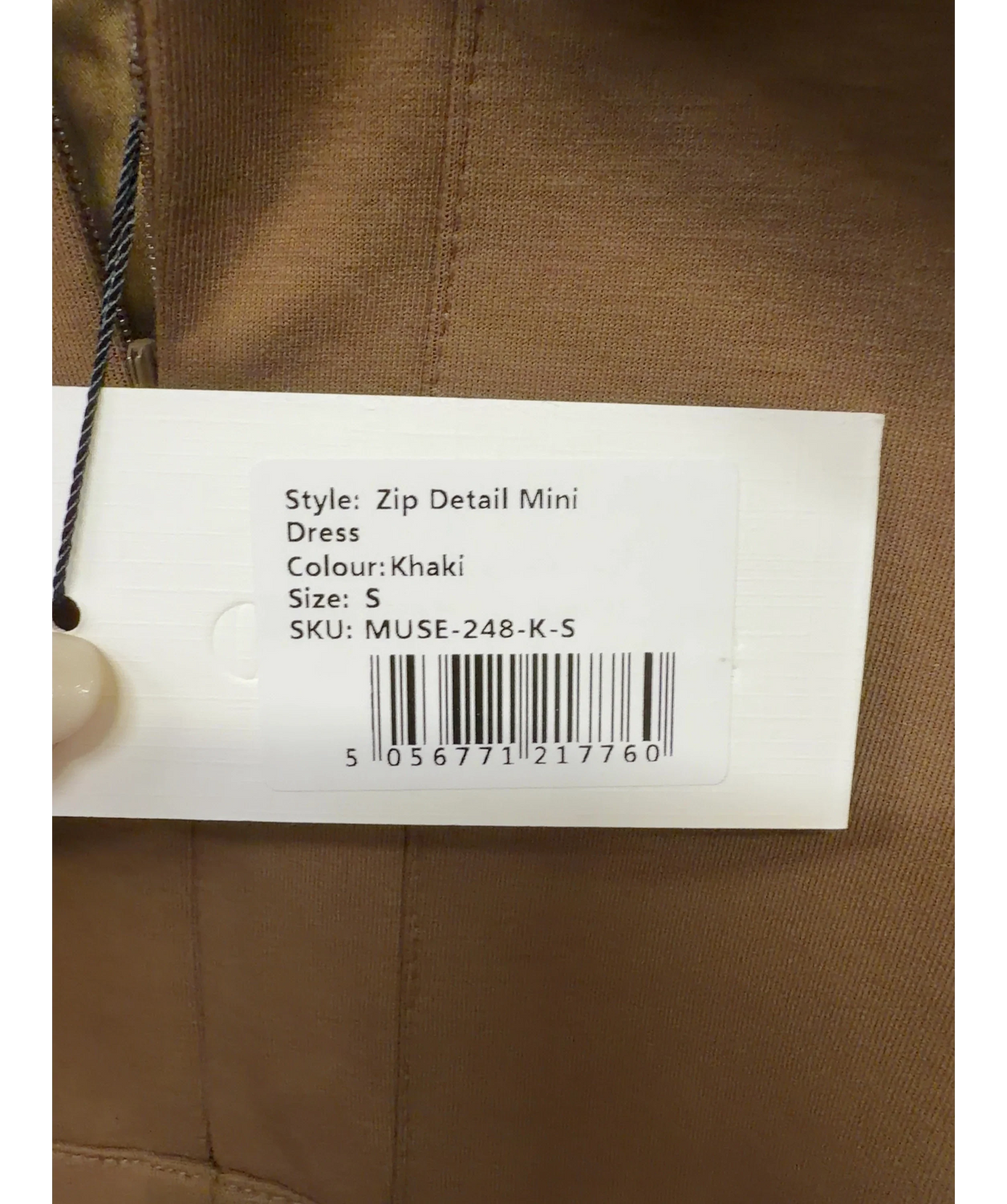 ODD MUSE Green Zip Detail Mini Dress, size UK S — care label