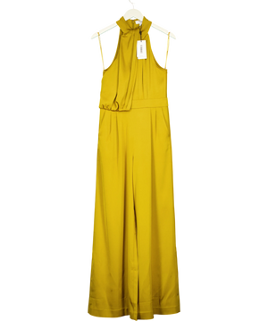 REISS Finley Chartreuse Green Satin Halter Jumpsuit UK 8