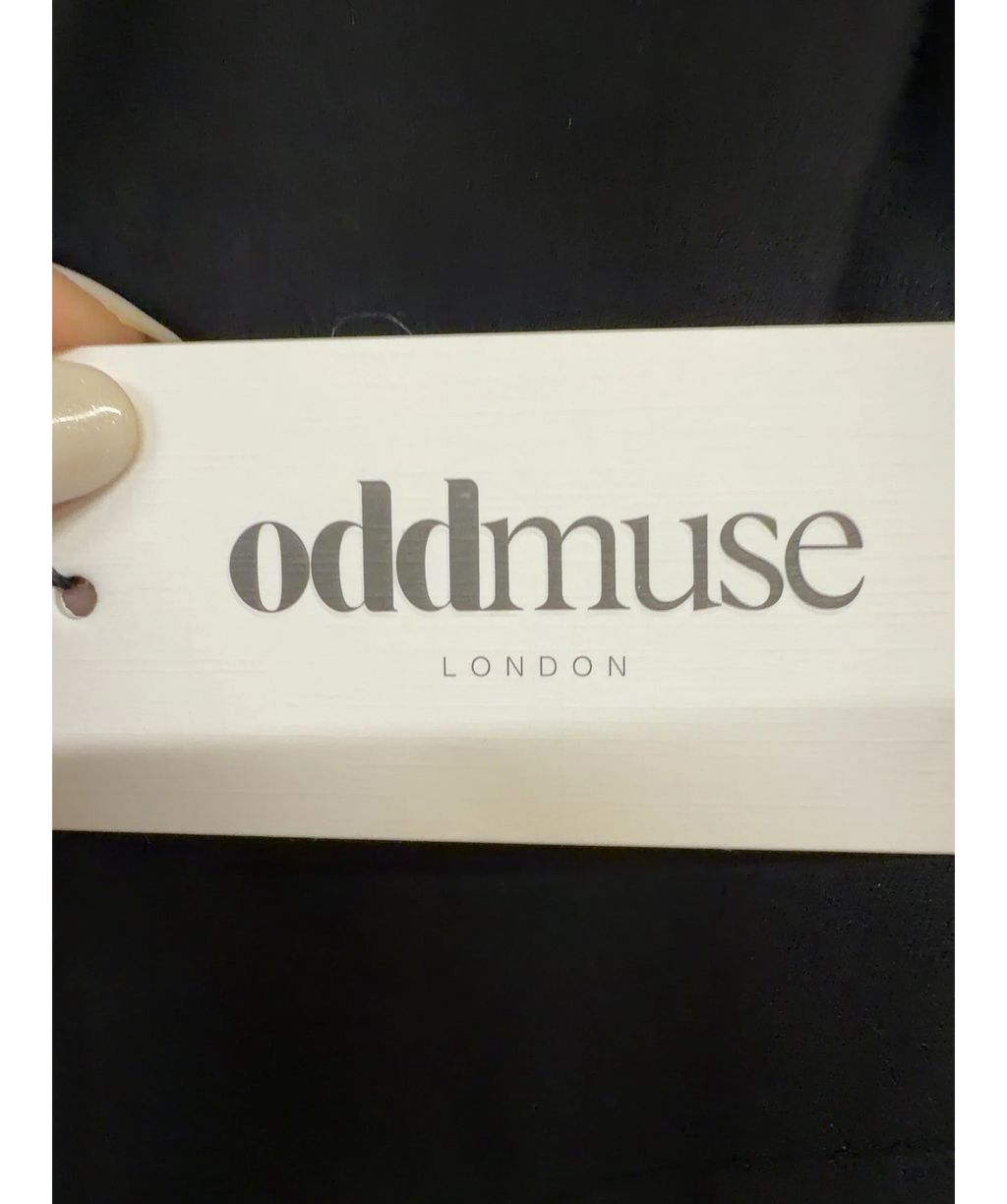 ODD MUSE Black Zip Detail Midi Dress, size UK S — detail