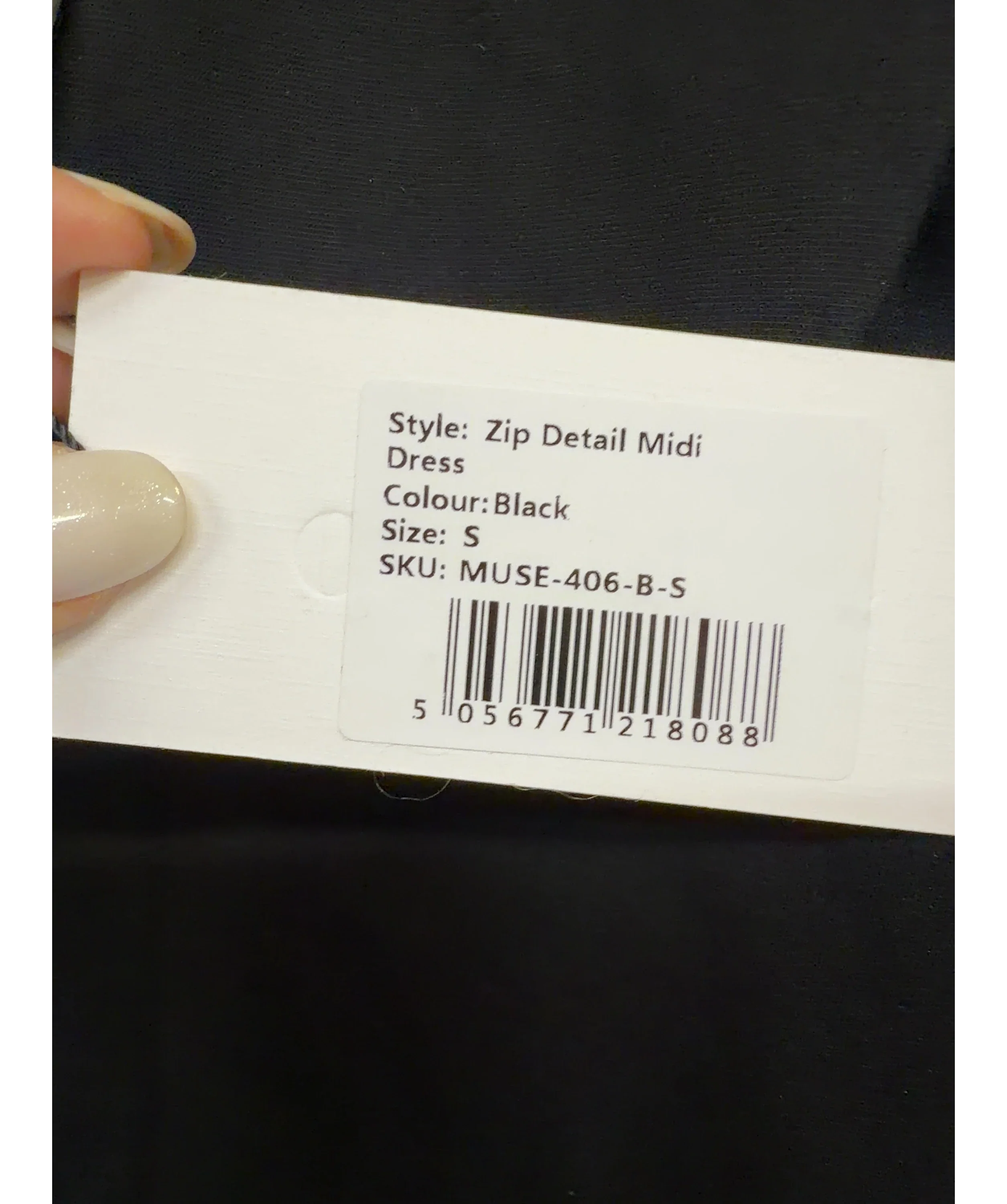 ODD MUSE Black Zip Detail Midi Dress, size UK S — label