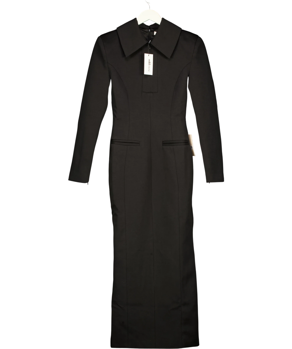 ODD MUSE Black Zip Detail Midi Dress, size UK S — front