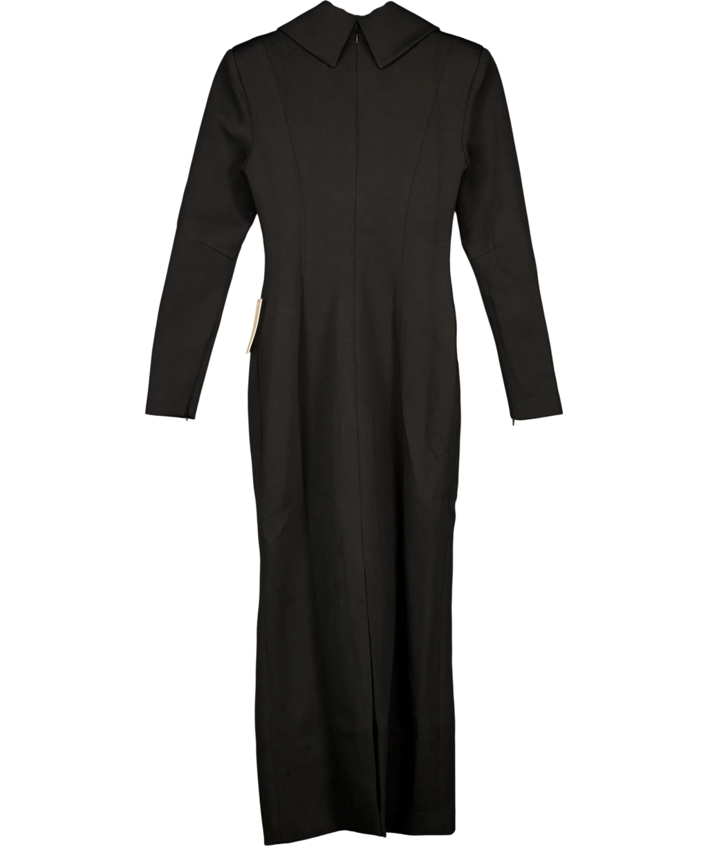 ODD MUSE Black Zip Detail Midi Dress, size UK S — back
