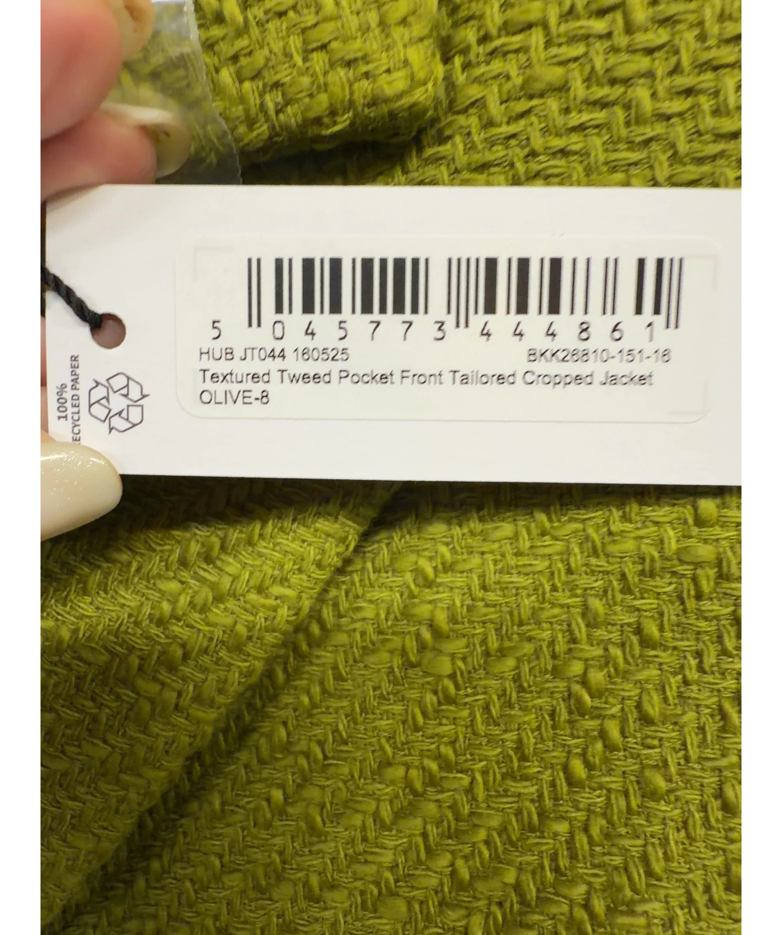 KAREN MILLEN olive green Colour, size UK 8 — care label