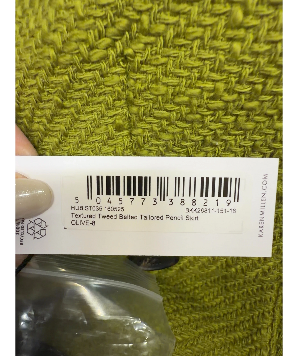 KAREN MILLEN olive green Colour, size UK 8 — fabric detail