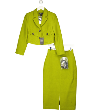 Karen Millen 2-PIECE Green Tweed Jacket & Skirt Suit UK 8