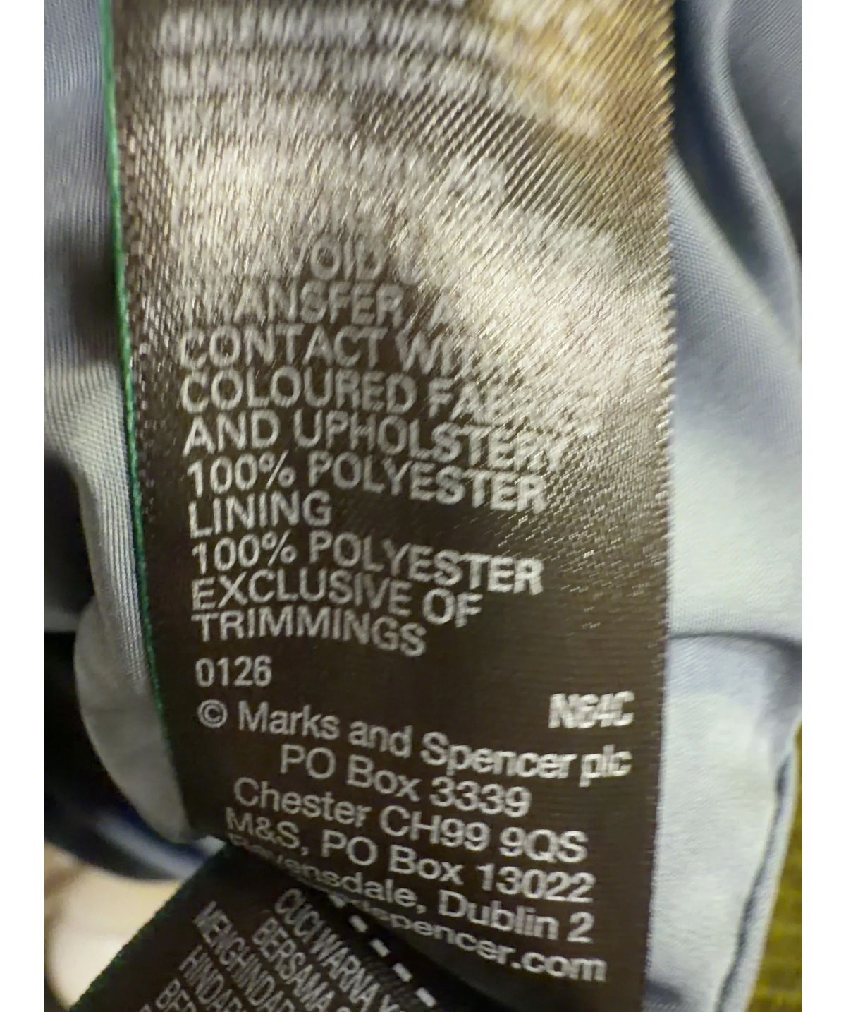 Marks and Spencer Blue Suedette Button Through Short Jacket and matching mini skirt, size UK 10 — label