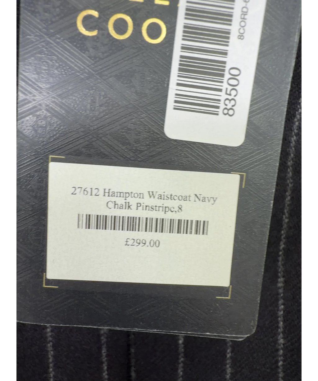 HOLLAND COOPER navy Hampton Waistcoat, size UK 8 — care label