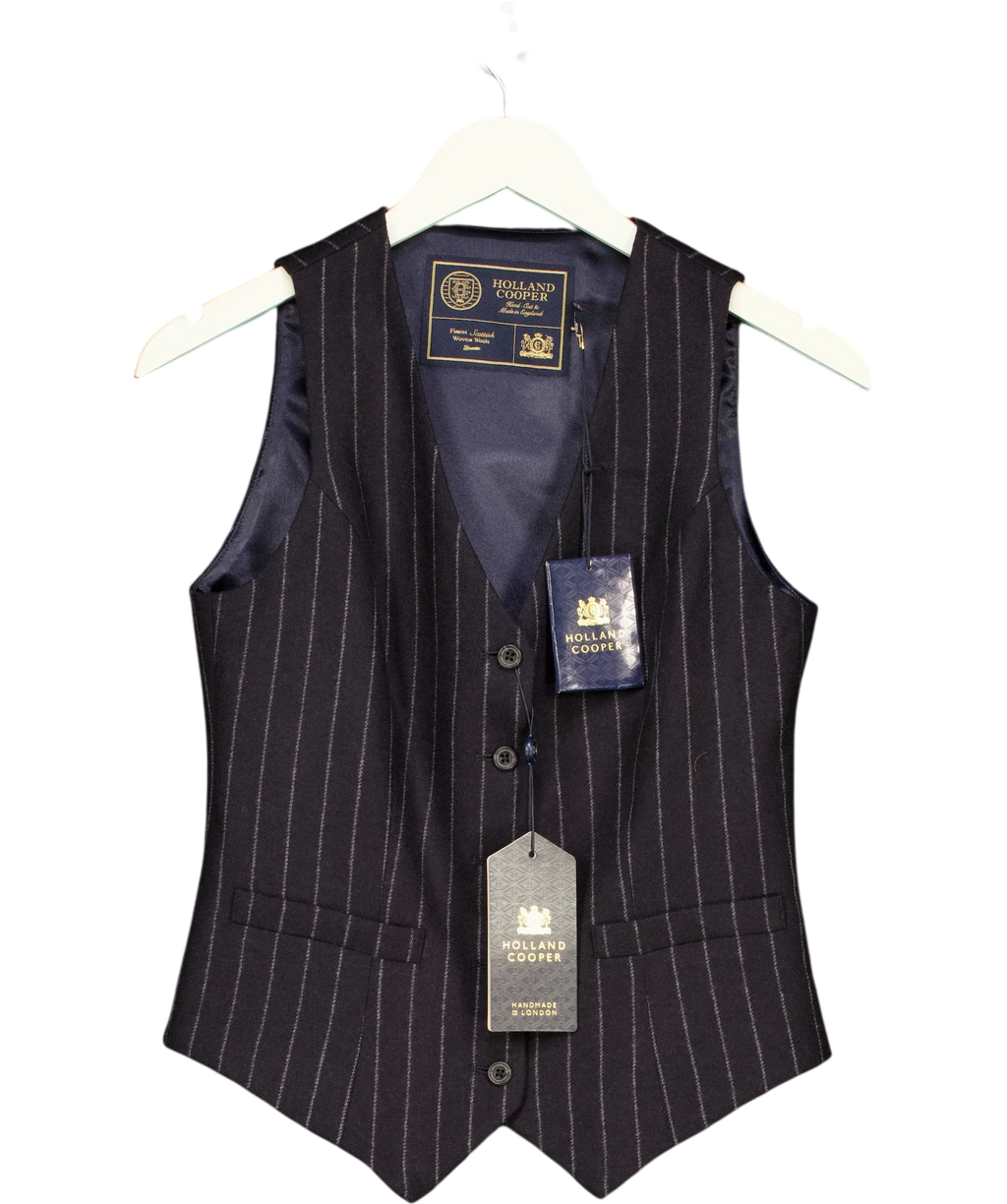 HOLLAND COOPER navy Hampton Waistcoat, size UK 8 — front