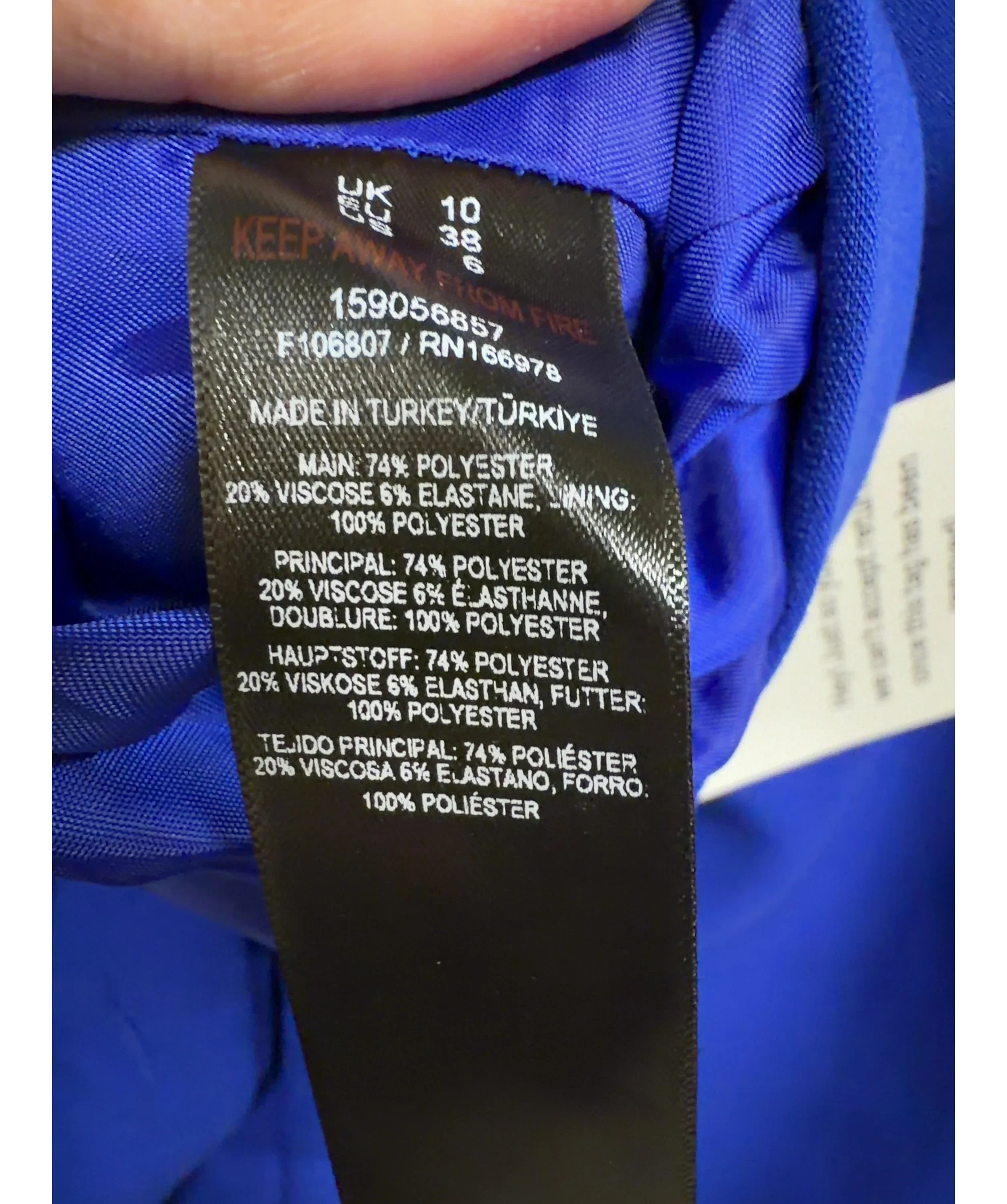 TOPSHOP Blue Colour, size UK 10 — label