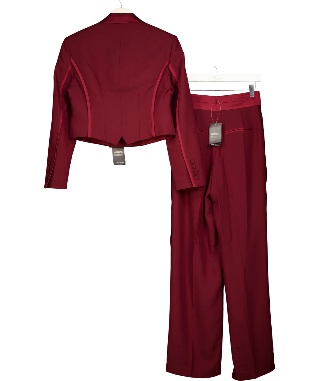 KAREN MILLEN burgundy Satin Back Crepe Tailored Jacket, size UK S/M — back