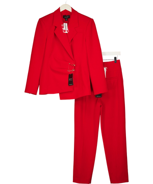 Karen Millen 2-PIECE  Trim Detail Blazer (UK 10) & slim leg trousers (UK 8) Suit Red