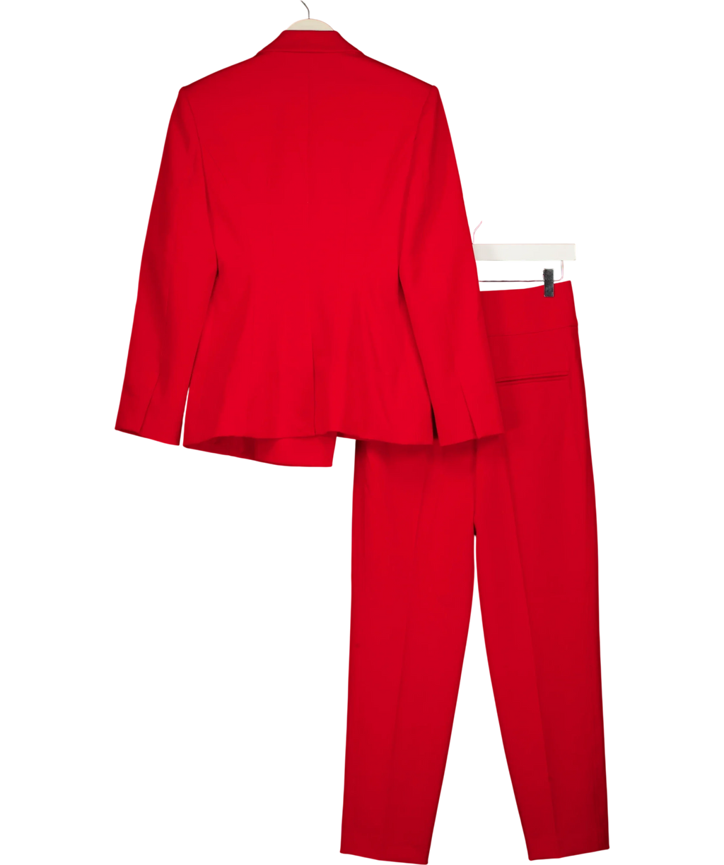 KAREN MILLEN Red Trim Detail Tailored Single Breasted Blazer and matching trouser set, size UK S/M — back