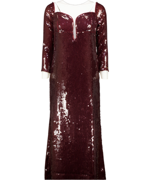 BARDOT Emmeline Plunging Off-the-shoulder Sequin Midi Dress - Burgundy Red UK 14