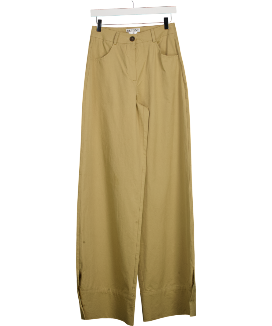 Betone Beige Split Hem Chino Trousers UK S