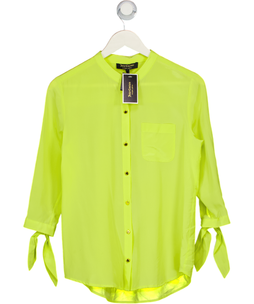 Juicy Couture Yellow Y680 Button Down Tie Cuff Blouse UK 6