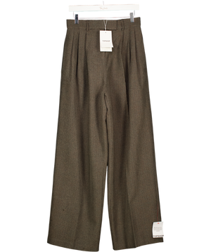 TOPSHOP Brown High Waisted Two Pleat Herringbone Pleated Front Trouser UK 10