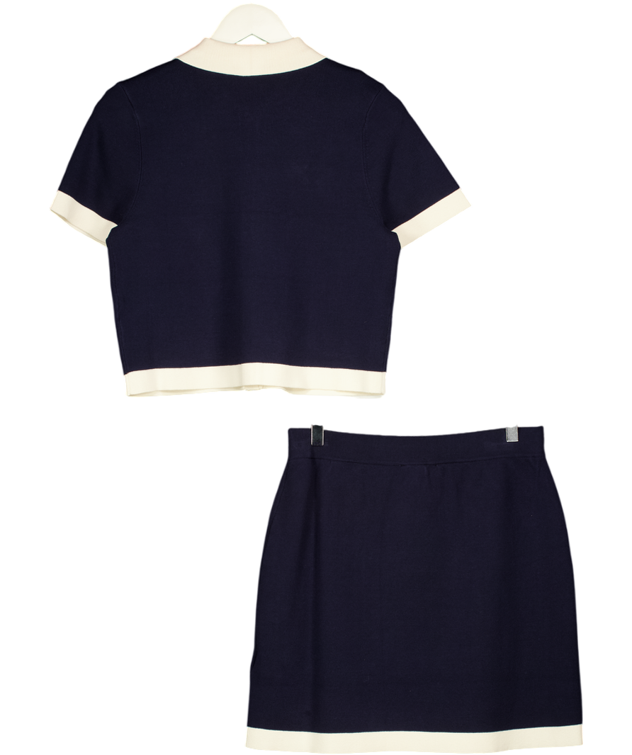 FOREVER NEW 2-piece Nvay Blue & Cream  Blue Farah Knitted Top & Skirt Set UK S