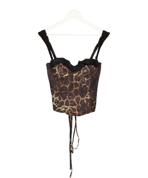 MARS THE LABEL Brown The Jayde Corset Top In Leopard Print UK 10