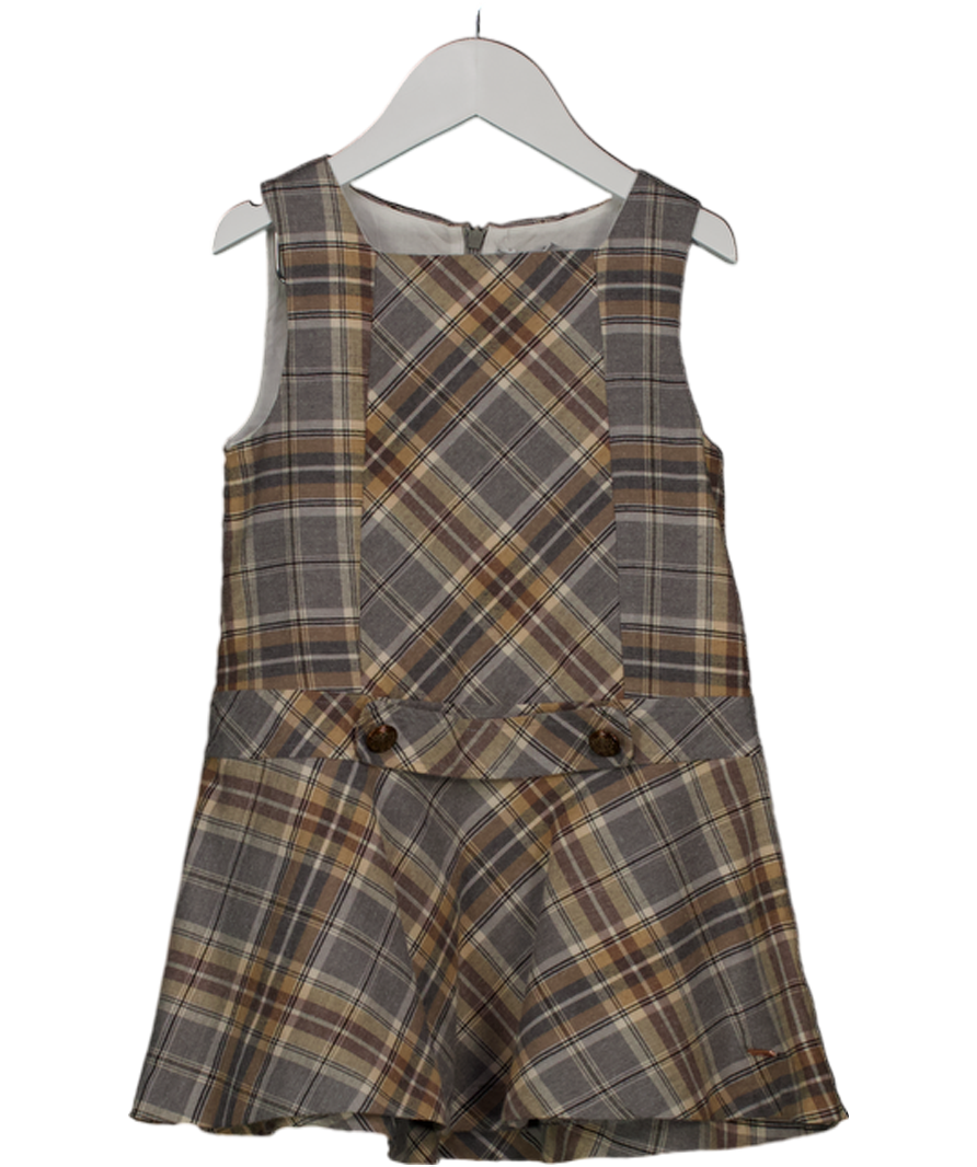 Patachou Grey Square Neck Tartan Smock Dress 4 Years
