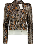 VERONICA BEARD Brown Fulham Cropped Snake-effect Jacket Sz0 UK 4