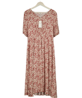 M&S Collection Red Mix Leaf Printed V-neck Dress UK 16