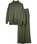 VARLEY 2-piece Olive Green Marl Barker Sweat Top And Wode Leg 30 Pintuck Trousers UK XS