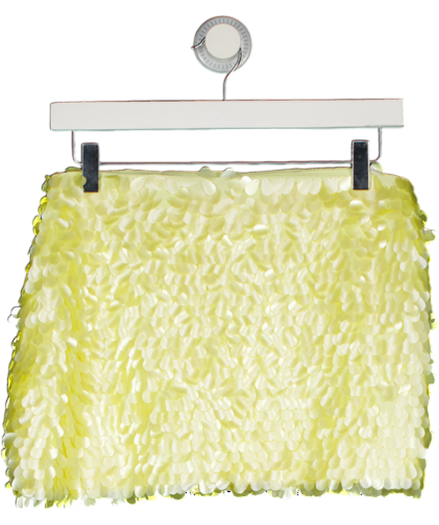 White Fox Yellow Look Within Sequin Mini Skirt Lemon UK S