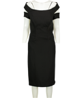 ZAC POSEN Black Structured Bardot Pencil Dress Us8 UK 12