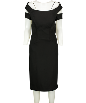 ZAC POSEN Black Structured Bardot Pencil Dress Us8 UK 12
