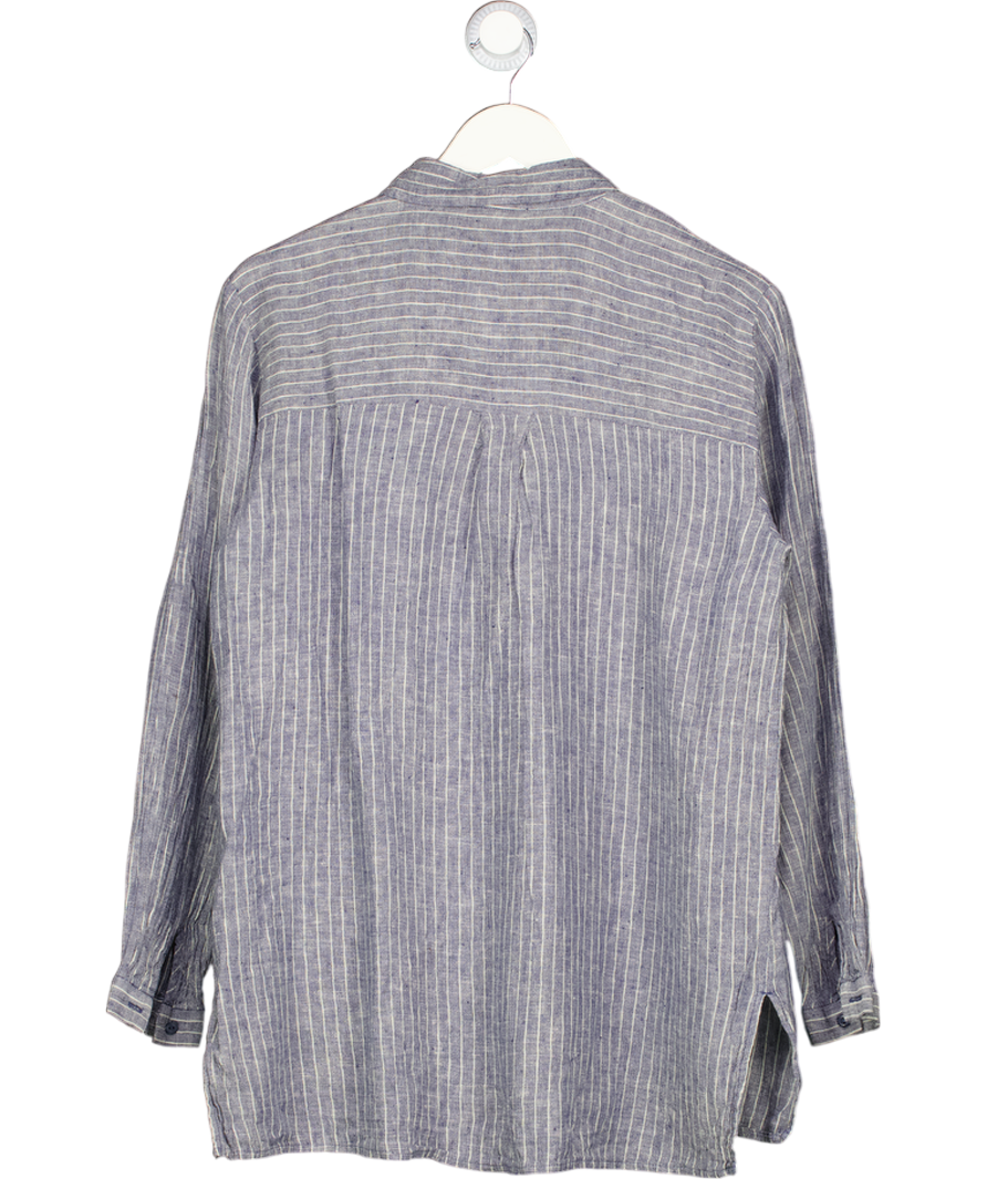 EILEEN FISHER Blue Stripe Linen Shirt UK M