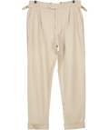 Prevu Beige Cuffed Buckle Detail Tapered Trousers UK M