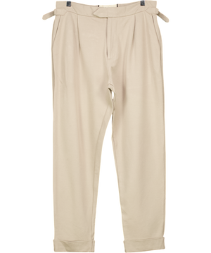 Prevu Beige Cuffed Buckle Detail Tapered Trousers UK M
