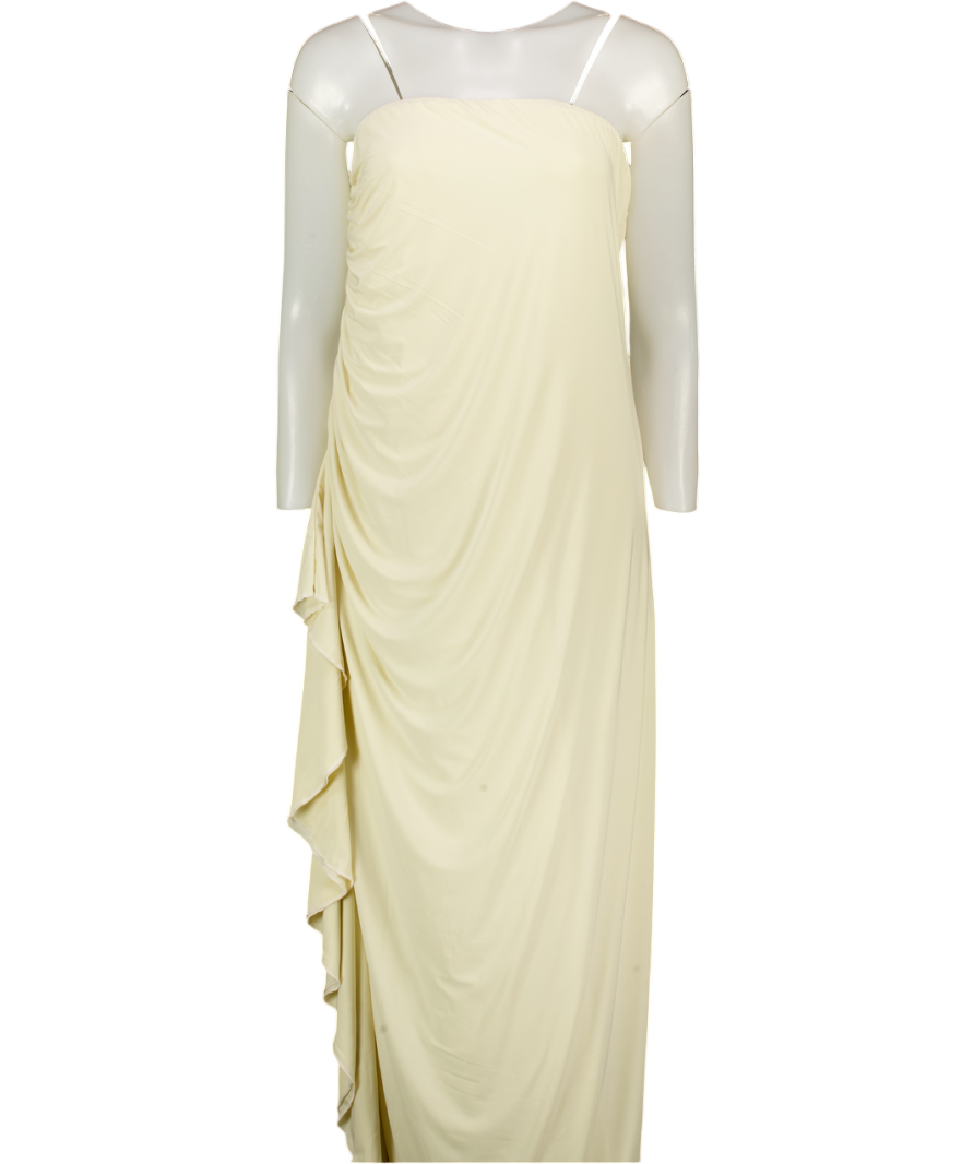 PLT Cream Bandeau Drape Detail Midi Dress UK 16