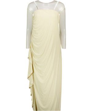 PLT Cream Bandeau Drape Detail Midi Dress UK 16
