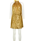 HARMUR Metallic 100% Silk Party Mini Gold Sequins UK M